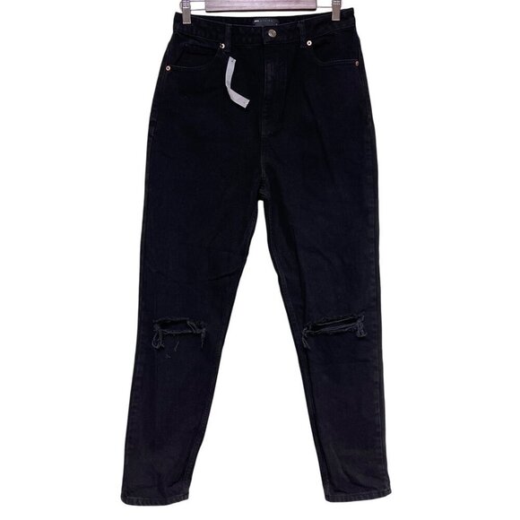 NEW! ASOS Design Women's Mom Black Denim Distressed High Rise Jeans Size 30 - Picture 1 of 10
